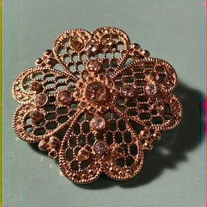 Gold clear stone brooch